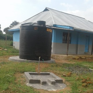 One of six rainwater catchment tanks installed at schools in Kopanga & Giribe
